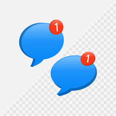 Aufkleber - 3d message chat icon with red notification reminder sign button speech bubble 3d modern notifications bubbles background 