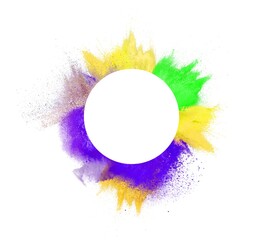 Canvas Print - Colorful abstract round powder splatted background. Paint Holi.