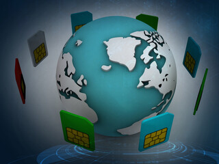 Aufkleber - 3d illustration network community concept .global network