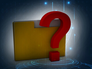 Poster - 3d rendering file folder with question symbol