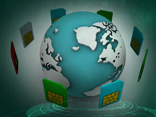 Aufkleber - 3d illustration network community concept .global network
