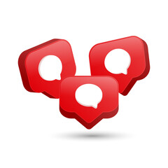 Fototapete - 3d comment icon in modern glossy speech bubble for social media notifications icons - chat message bubbles social network reactions	
