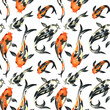 © Aнна Aнтонова - Seamless pattern with fish. Koi carp. Watercolor illustration. The print is used for Wallpaper design, fabric, textile, packaging.