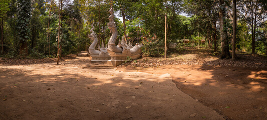 Canvas Print - Panorama View of Thai Style Entrance at Wat Luang Khun Win