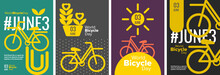 Flat Vector For World Bicycle Day. International Holiday June 3. For Background And Poster Templates. Vector Illustration.