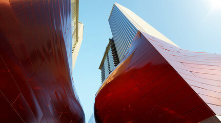 Wall Mural - Low angle view of modern curve shape design buildings