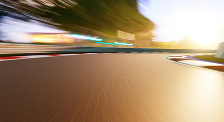 Wall Mural - Motion blurred racetrack,sunrise mood