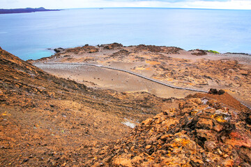 Wall Mural - View of Bartolome island in Galapagos National Park, Ecuador.