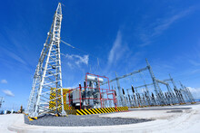 High Voltage Power Transformer Substation In Solar Power Station To Reduce Global Warming And Climate Change
