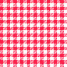 Red And White Checkered For Picnic Blanket Or Tablecloth.Gingham Seamless Pattern.Fabric Geometric Background.Plaid Paper.Retro Textile Or Texture.Italian Style.Flat Design.Vector Illustration.