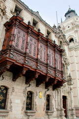 Canvas Print - Archbishop's Palace on Plaza Mayor in Lima, Peru.