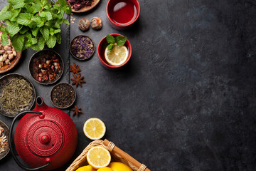 Poster - Various dried tea and teapot