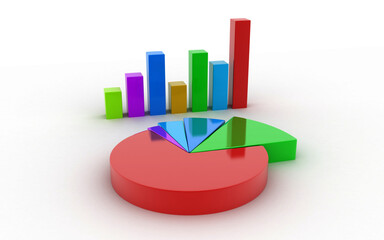 Fototapete - 3d rendered pie chart graph  on white background
