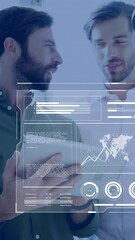 Wall Mural - animation of digital interface over caucasian group of business people