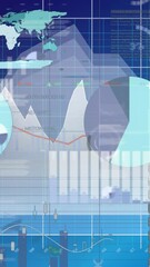 Wall Mural - animation of data processing over blue background