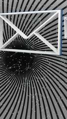 Wall Mural - animation of emails on white and black striped background