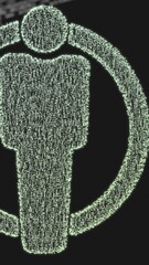 Wall Mural - digital animation of human icon against data processing on black background