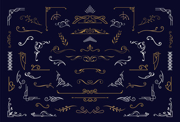 Wall Mural - vintage ornaments frame swirls and scrolls decorations retro design vector