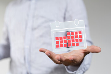 Aufkleber - 3d illustration of hand holding a magnifying glass to calendar checklist.