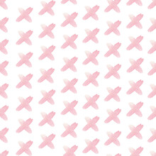Watercolor Abstract Pink Pattern On White Background.