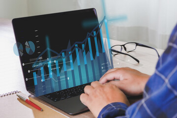 Poster - Businessman investor analyzing company financial MUTUAL FUNDS Finance and Money concept  Internet Data Technology