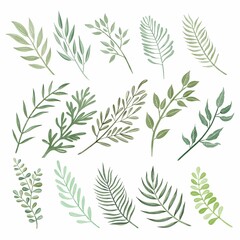 Wall Mural - set watercolor elements of burgundy flowers, leaves, branches, botanic illustration isolated on whit