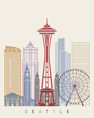 Wall Mural - Seattle skyline poster