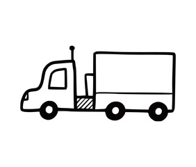 Wall Mural - Truck car. Doodle sketch scribble style. Hand drawn funny truck vector illustration.