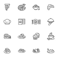 Wall Mural - Restaurant food line icons set