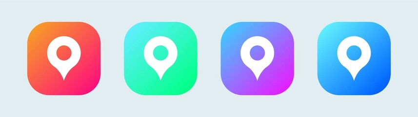 Poster - Set of map pin icons in gradient colours. Modern map markers. Map pin place marker.