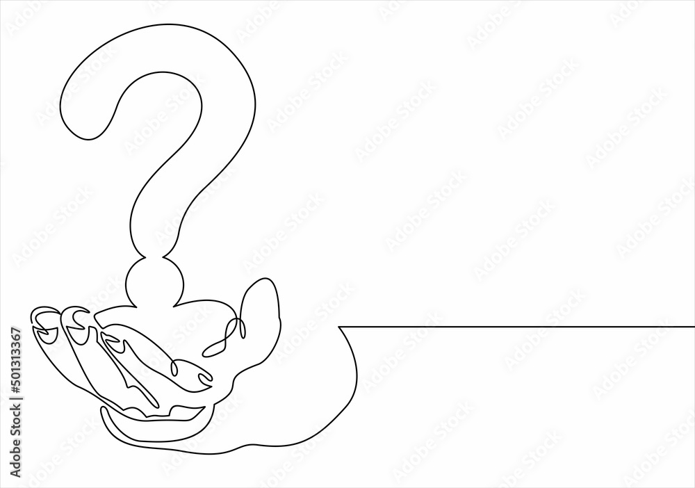 Vetor Continuous one single line drawing Hand holding question mark ...