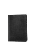 Black empty blank leather case for passport and cards isolated on white background. Mock up for branding.
