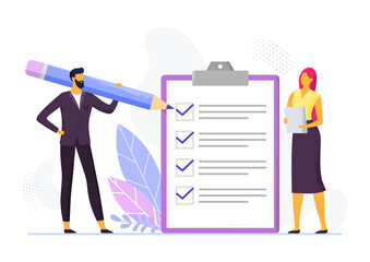Poster - businessman checklist concept, daily business plan of tasks