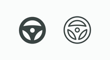 Car Steering Wheel Icon Vector Symbol Set Illustration