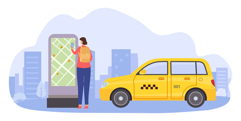 Poster - online service taxi application with map location