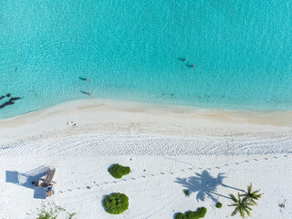 Turquise water and white sand beach in Playa del Carmen, Mexico