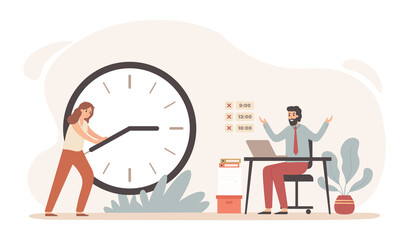 Poster - work time management, control shift in office
