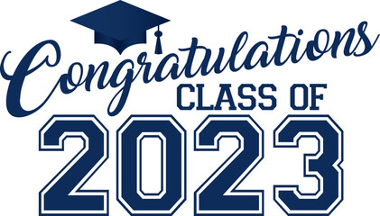 Wall Mural - Congratulations Class of 2023 Blue Creative Graphic