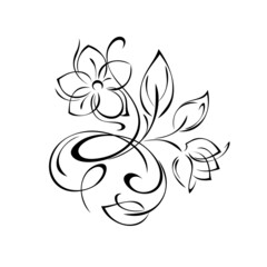 ornament 2293. decorative element with stylized flowers, leaves and curls. graphic decor