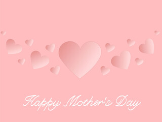 Sticker - illustration of hearts near happy mothers day lettering on pink.