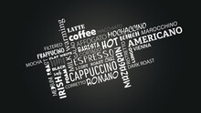 Coffee Types Word Cloud Illustration
