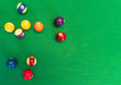 snooker on green snooker table , pool table background