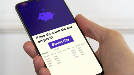 Wall Mural - Souscrire à un dispositif prise de contrôle par emprunt, demander à bénéficier d'un dispositif de réduction l'impôt.  Défiscalisation par placement à risque. Texte en français