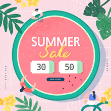Summer Shopping Event Illustration. Banner
