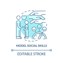 Leinwandbilder - Model social skills turquoise concept icon. Teacher strategy. Trauma informed teaching abstract idea thin line illustration. Isolated outline drawing. Editable stroke. Arial, Myriad Pro-Bold fonts use