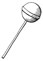 Sticker - Lollipop icon. Hard candy engraving. Sweet sketch