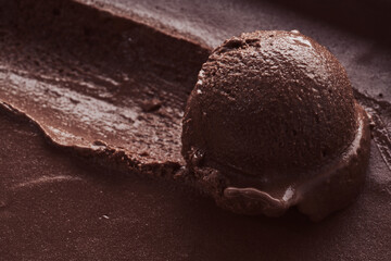 Wall Mural - Chocolate ice cream texture and ball.