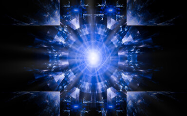 Leinwandbilder - digital illustration abstract image generated fractal background image portal pattern of various geometric shapes and lines of various colors for computer graphics or web design