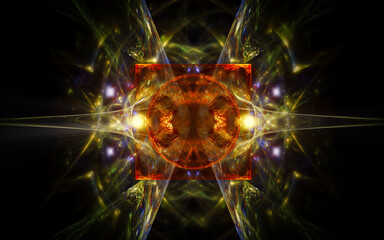Aufkleber - abstract illustration computer generated fantastic crystals of various shapes and shades on a black background for use in symbolism, signs for digital design and graphics