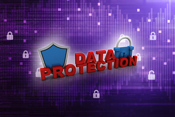 Poster - Security shield 3d rendering illustration data protection